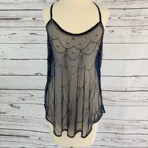 Rue21 NAVY BEADED SEQUIN SHEER TOP